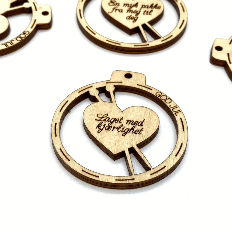 Gavemerker i tre (6 stk) God Jul