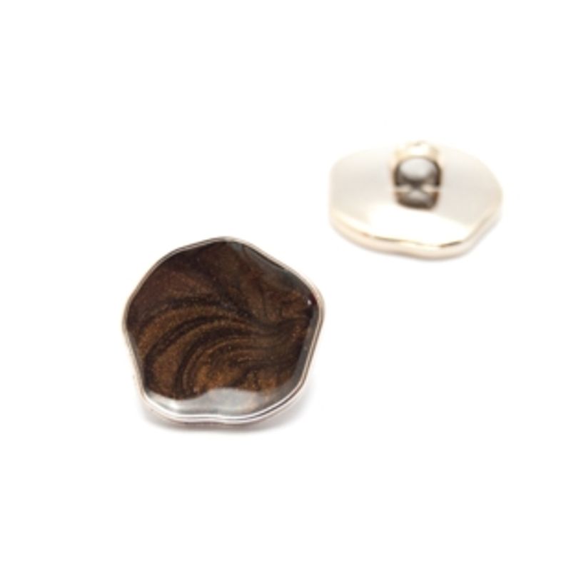 Gullfarget knapp med farget fyll - 20mm