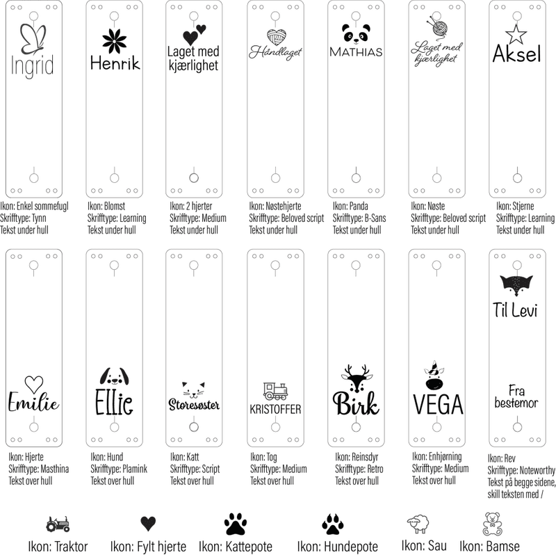 Skinnlapp med egen tekst - rektangel